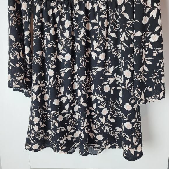 Maurices Dark Floral Long Bell Sleeve Mini Dress Size Small Boho Whimsigoth - Picture 7 of 10